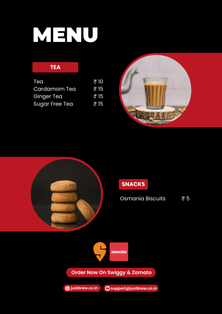 JustBrew Menu Updated